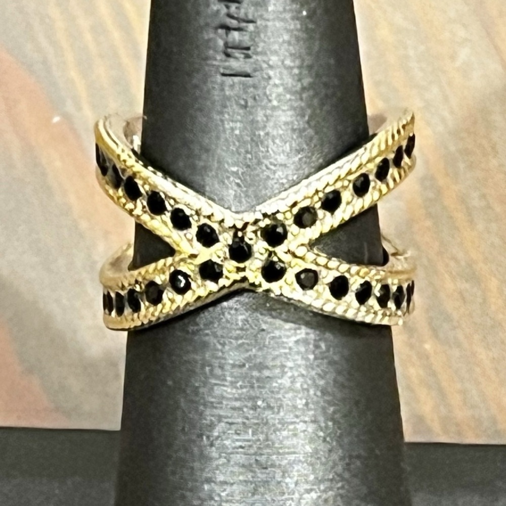 Anna Beck Classic Cross Ring Sterling Silver 925 Black Onyx Stones Ring Size 6 - Picture 4 of 7